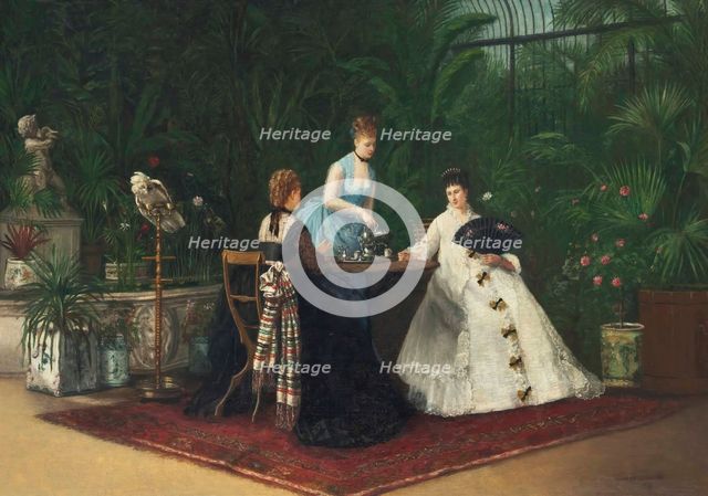 Tea in the conservatory, 1893. Creator: Samson, Jeanne (active 19th century).