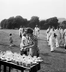 Tea interval at a cricket match, Lewes, East Sussex, 1959. Artist: John Gay