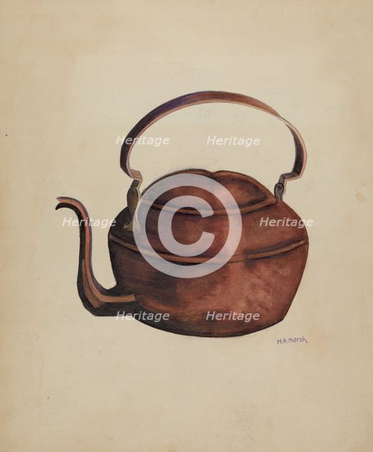 Tea Kettle, 1935/1942. Creator: Herbert Marsh.