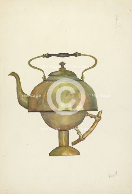 Tea Kettle, c. 1936. Creator: Beulah Bradleigh.