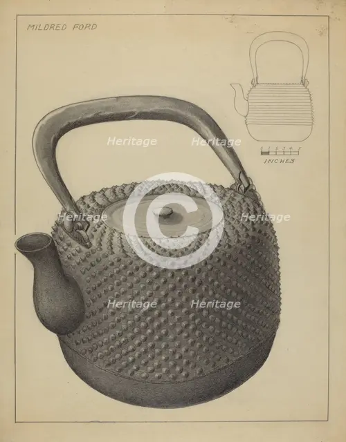 Tea Kettle, c. 1936. Creator: Mildred Ford.