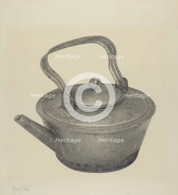Tea Kettle, c. 1940. Creator: Amelia Tuccio.