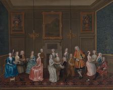 Tea Party at Lord Harrington's House, St. James's, 1730. Creator: Philips, Charles (c. 1703-1747)