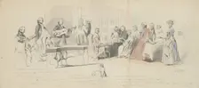 Tea Party at the Prince de Conti's, mid-19th century. Creator: Henry Bonaventure Monnier