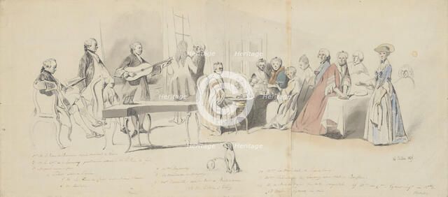 Tea Party at the Prince de Conti's, mid-19th century. Creator: Henry Bonaventure Monnier.