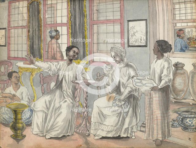 Tea party in a European house in Batavia, 1779-1785. Creator: Jan Brandes.