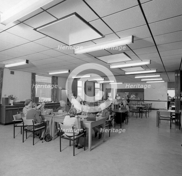 Tea room, Montague Hospital, Mexborough, South Yorkshire, 1977. Creator: Michael Walters.