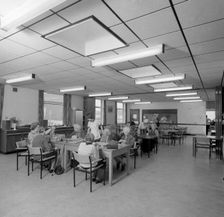 Tea room, Montague Hospital, Mexborough, South Yorkshire, 1977. Creator: Michael Walters
