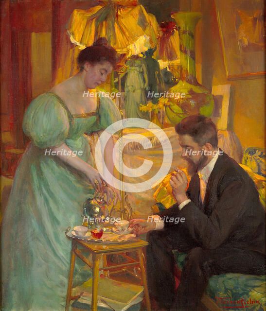 Tea (The painters Juliette and Rodolphe Wytsman). Creator: Richir, Herman (1866-1942).