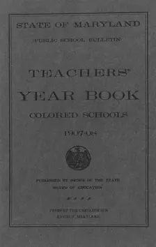 Teachers year book colored schools, title page, 1907-08. Creator: Unknown