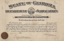 Teaching certificate, 1924. Creator: Unknown