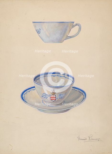 Teacup and Saucer, c. 1939. Creator: David Ramage.