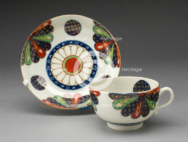 Teacup and Saucer, Worcester, c. 1770. Creator: Royal Worcester.
