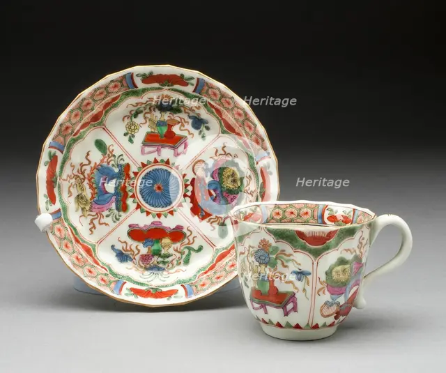 Teacup and Saucer, Worcester, c. 1770. Creator: Royal Worcester.