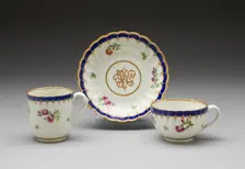 Teacup, Coffee Cup, and Saucer, Worcester, 1775/80. Creator: Royal Worcester