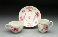 Teacup, Coffee Cup, and Saucer, Worcester, c. 1770. Creator: Royal Worcester