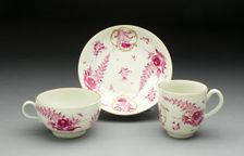 Teacup, Coffee Cup, and Saucer, Worcester, c. 1770. Creator: Royal Worcester