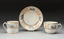 Teacup, Coffee Cup, and Saucer, Worcester, c. 1800. Creator: Royal Worcester