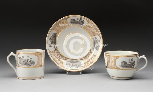 Teacup, Coffee Cup, and Saucer, Worcester, c. 1800. Creator: Royal Worcester.