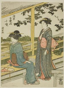 Teahouse overlooking rice fields, from the series "Ten Precincts of Kinryuzan Temple in..., c. 1783. Creator: Torii Kiyonaga