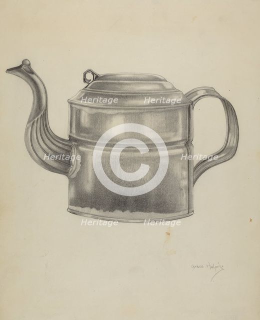 Teapot, 1935/1942. Creator: Grace Halpin.