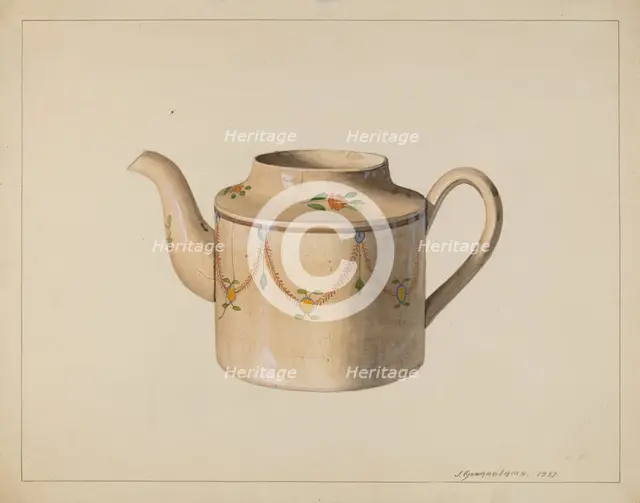 Teapot, 1937. Creator: J. Howard Iams.