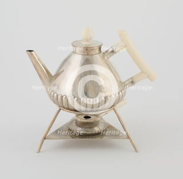 Teapot on Stand with Rechaud, Vienna, 1875/90. Creator: Christopher Dresser.