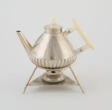 Teapot on Stand with Rechaud, Vienna, 1875/90. Creator: Christopher Dresser