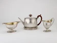 Teapot and Stand and jug, 1795; Sugar Bowl, 1794. Artist: Michael Plummer