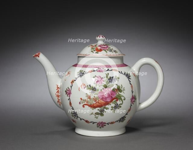 Teapot, c. 1782-1790. Creator: New Hall Porcelain Factory (British).