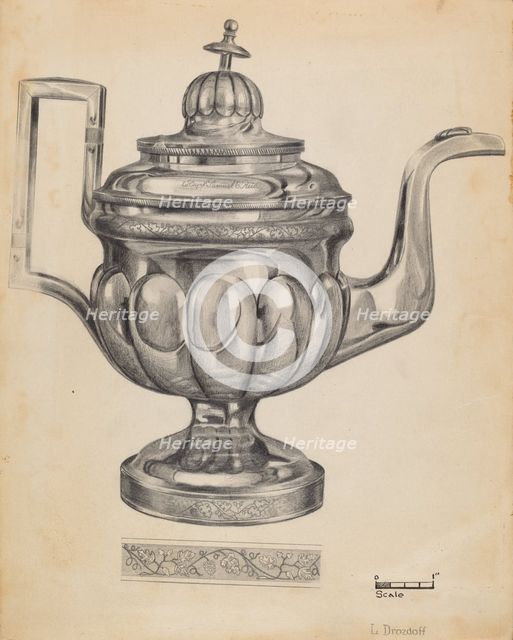 Teapot, c. 1936. Creator: Leo Drozdoff.