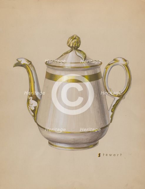 Teapot, c. 1937. Creator: Robert Stewart.