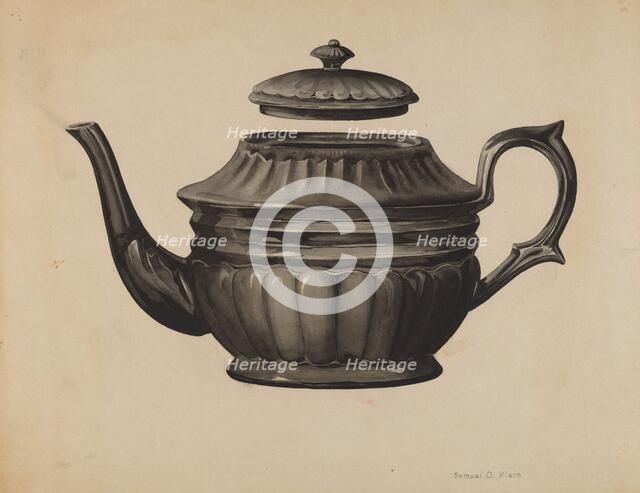 Teapot, c. 1937. Creator: Samuel O. Klein.