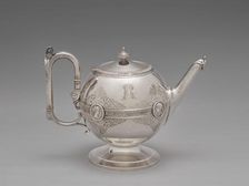 Teapot for the Medallion pattern tea and coffee service, 1864-1867. Creators: George Wilkinson, Gorham Manufacturing Company, J.E. Caldwell & Co