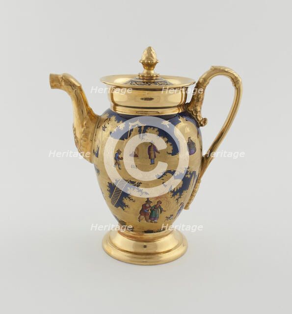 Teapot, Paris, c. 1820. Creator: Denuelle Porcelain Manufactory.