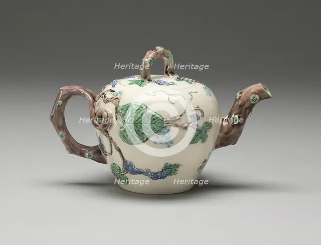 Teapot, Staffordshire, 1750/55. Creator: Staffordshire Potteries.