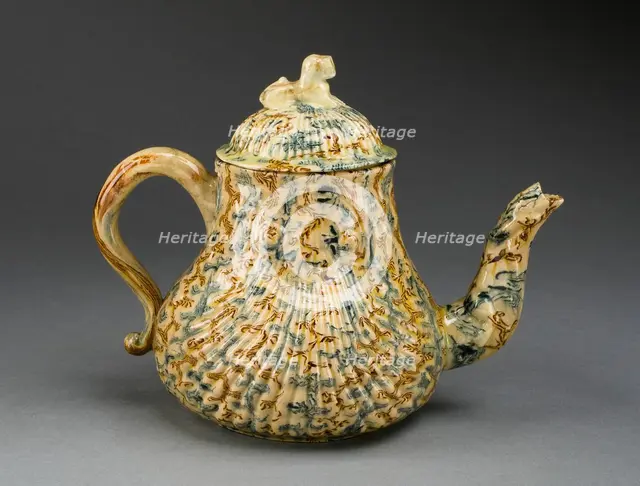 Teapot, Staffordshire, 1750/59. Creator: Staffordshire Potteries.