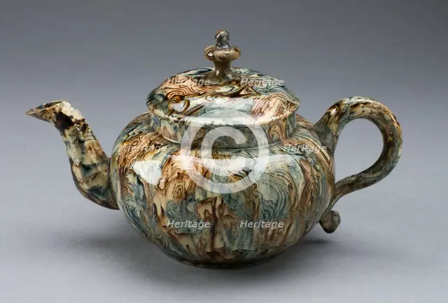 Teapot, Staffordshire, 1750/59. Creator: Staffordshire Potteries.