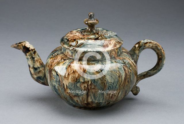 Teapot, Staffordshire, 1750/59. Creator: Staffordshire Potteries.
