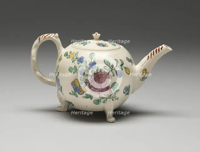 Teapot, Staffordshire, 1750/65. Creator: Staffordshire Potteries.