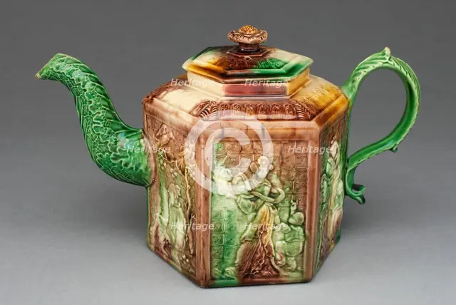 Teapot, Staffordshire, 1750/70. Creator: Staffordshire Potteries.