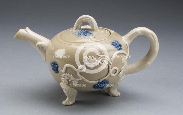 Teapot, Staffordshire, 1750/55. Creator: Staffordshire Potteries.