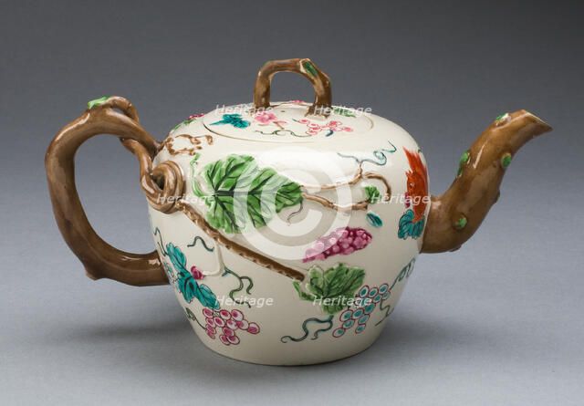 Teapot, Staffordshire, 1750/55. Creator: Staffordshire Potteries.