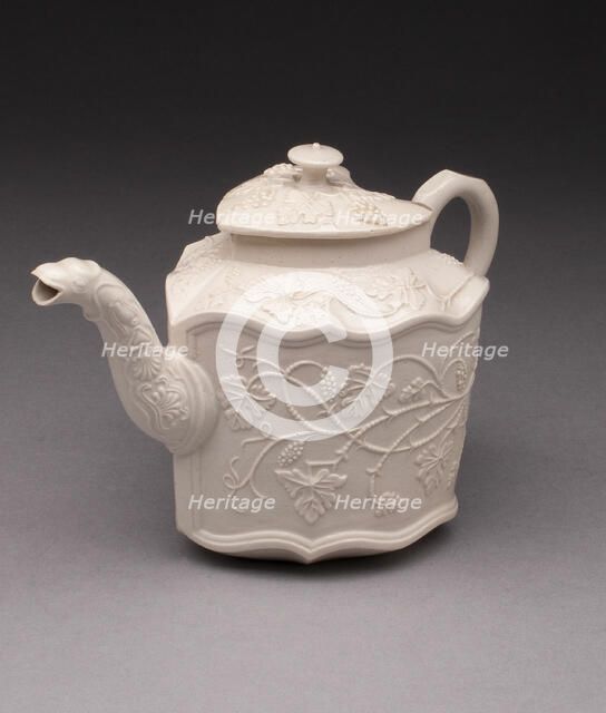 Teapot, Staffordshire, 1750/59. Creator: Staffordshire Potteries.