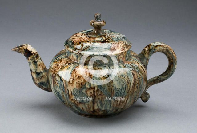 Teapot, Staffordshire, 1750/59. Creator: Staffordshire Potteries.
