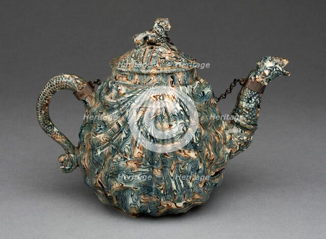 Teapot, Staffordshire, 1750/59. Creator: Staffordshire Potteries.