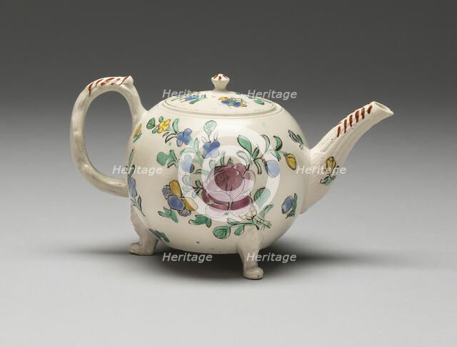 Teapot, Staffordshire, 1750/65. Creator: Staffordshire Potteries.