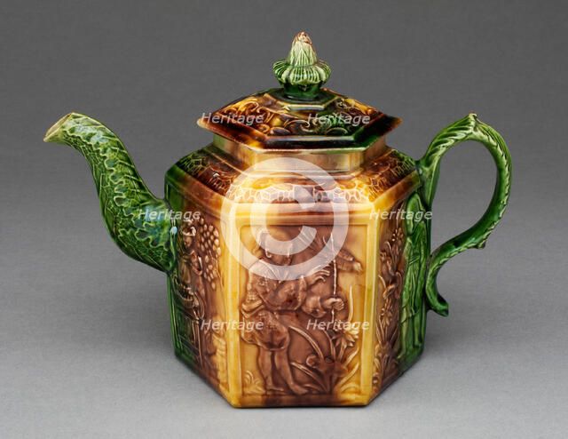 Teapot, Staffordshire, 1750/70. Creator: Staffordshire Potteries.
