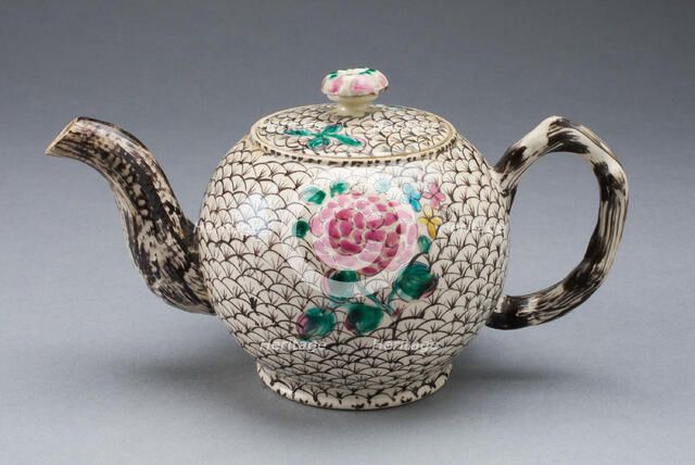 Teapot, Staffordshire, 1755/65. Creator: Staffordshire Potteries.