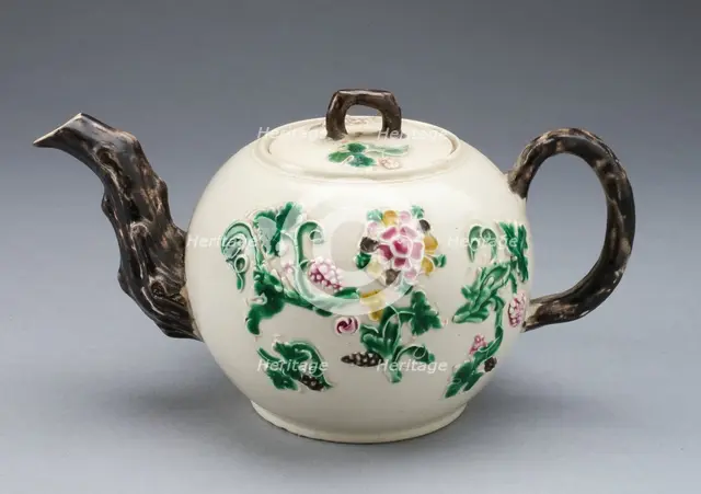 Teapot, Staffordshire, c. 1750. Creator: Staffordshire Potteries.